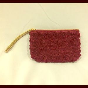 Neiman Marcus Burgundy Rose Wristlet/Clutch